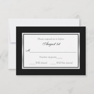 RSVP Card Black and White Silvertone