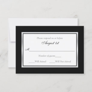RSVP Card Black and White Silvertone