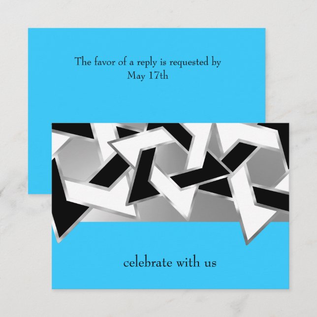 RSVP Card Black White Star of David on Any Colour (Front/Back)