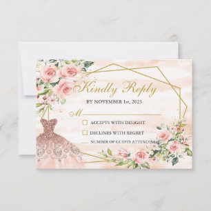 RSVP Card Blush Pink Quinceañera