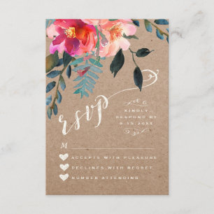 RSVP CARD Elegant Floral Rustic Spring Turquoise