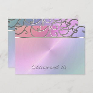 RSVP Card Elegant Pearl Pink Silver Filigree