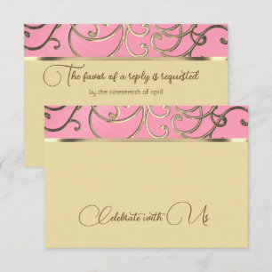 RSVP Card Elegant Pink and Gold Filigree