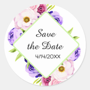 RSVP Card   Elegant Watercolor Floral Wedding Classic Round Sticker