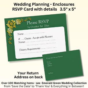 RSVP Card - Emerald Green & Gold