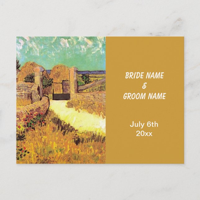 RSVP card,  Farmhouse in Provence, Van Gogh Invitation Postcard (Front)