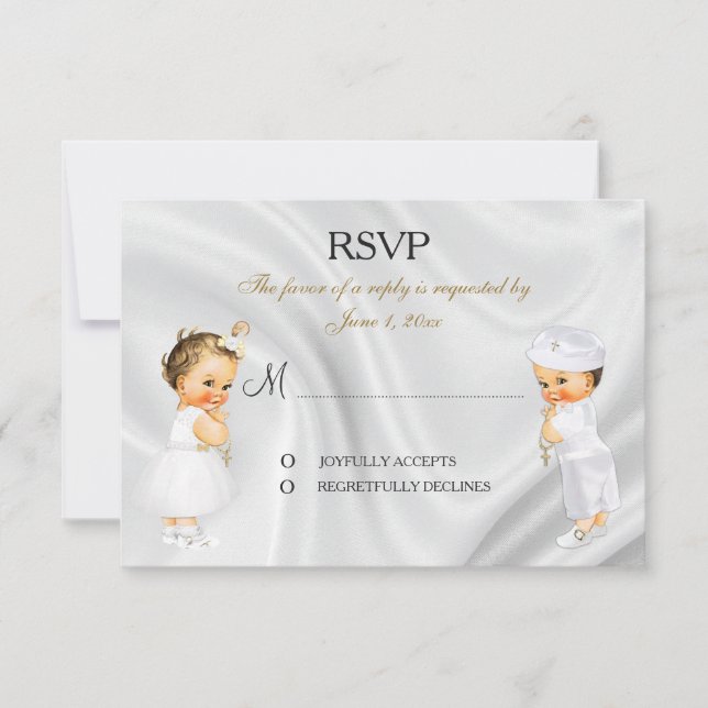 RSVP Card for Baptism Christening Communion (Front)