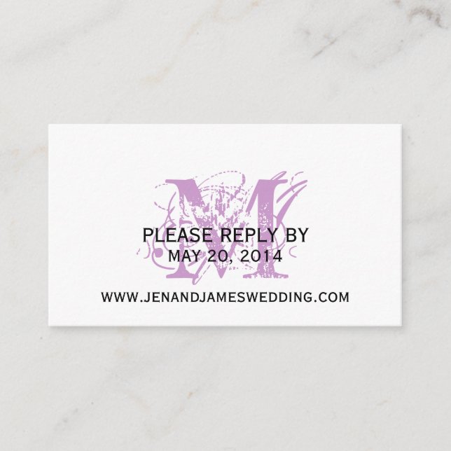 RSVP Card for Wedding Website Purple Chic Monogram (Front)