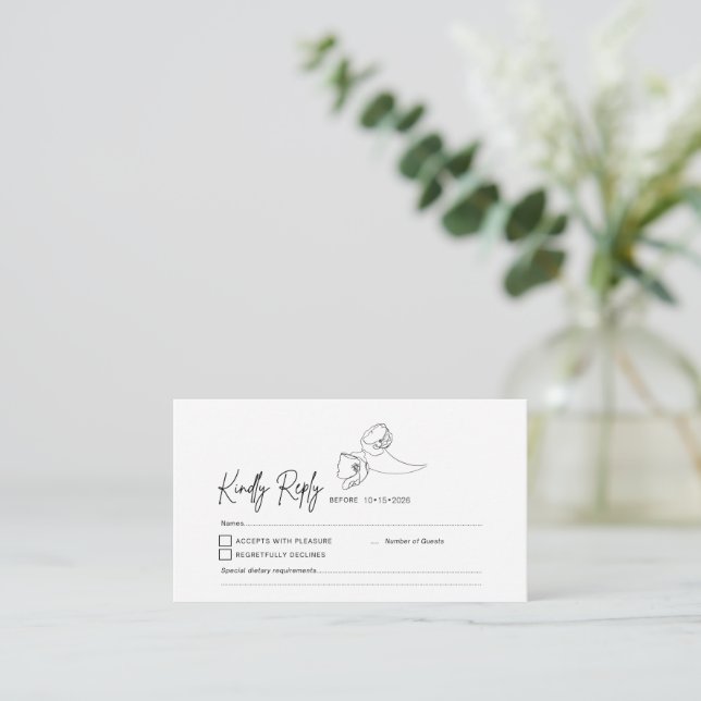 RSVP Card Insert - Minimalist Poppy Warm Wedding (Standing Front)