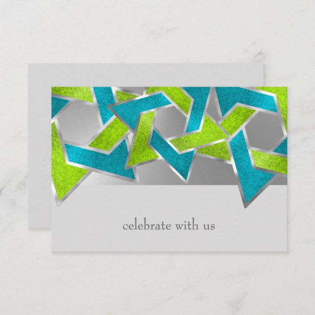 RSVP Card Lime Turquoise Star of David Any Colour (Front/Back)