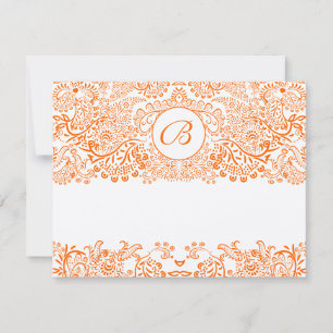 RSVP Card Love Birds Orange Coral ORANGE Whimsical