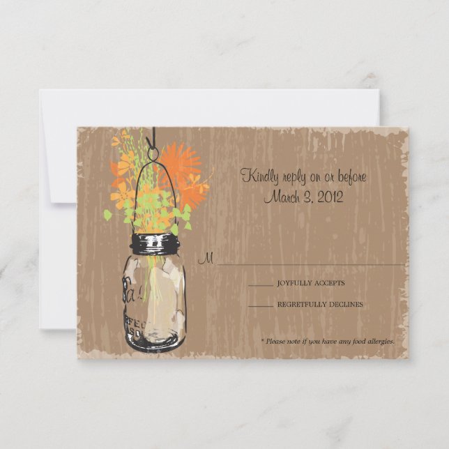 RSVP Card Mason Jar and Fireflies (Front)