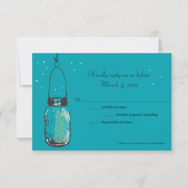 RSVP Card Mason Jar and Fireflies (Front)