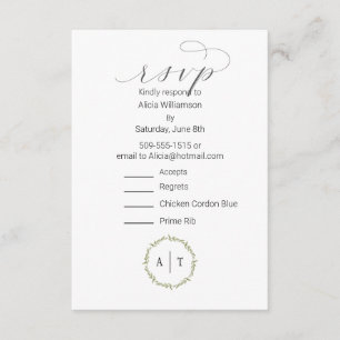 RSVP card Monogram With 2 Entree Choice
