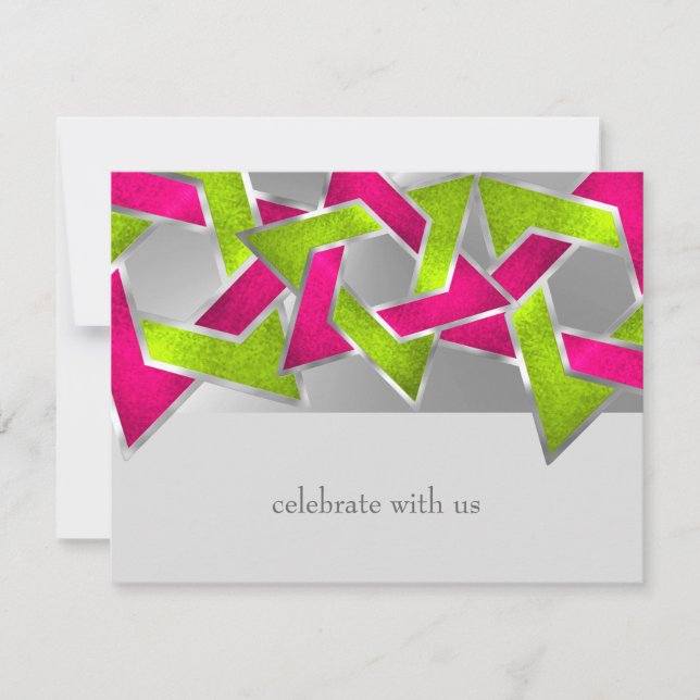 RSVP Card Pink Lime Star of David Any Colour (Front)