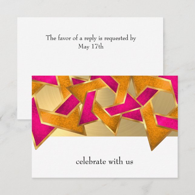 RSVP Card Pink Orange Star of David on Any Colour (Front/Back)