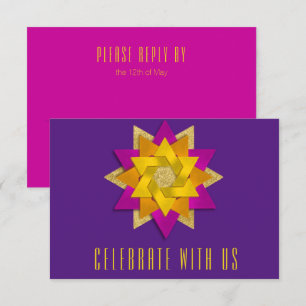 RSVP Card Pink Orange Yellow Star Flower Purple