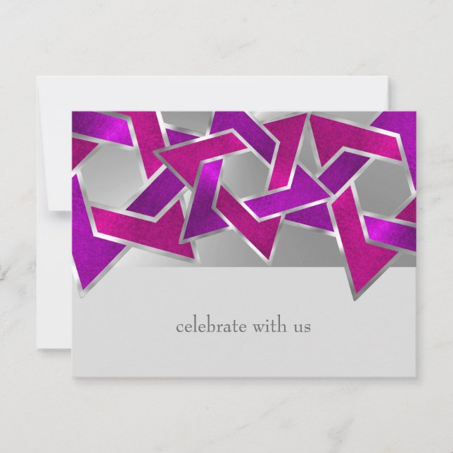 RSVP Card Pink Purple Star of David on Any Colour (Front)
