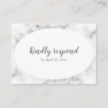 RSVP card please respond modern marble