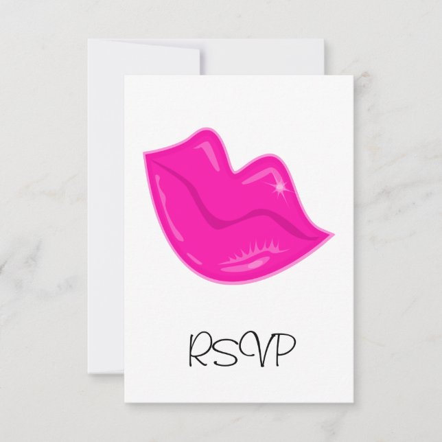 RSVP Card Pretty Pink Lips on White (Front)