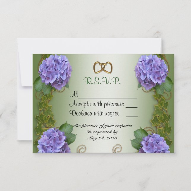 RSVP card purple Hydrangea (Front)