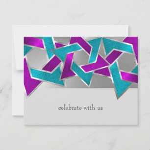 RSVP Card Purple Turquoise Star David Any Colour