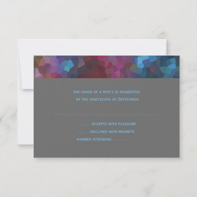 RSVP Card Red Purple Blue Grey Abstract Design (Back)