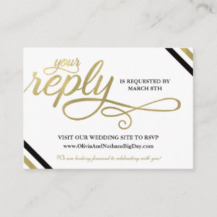 RSVP Card, Reply, Always & Forever, Faux Gold Enclosure Card