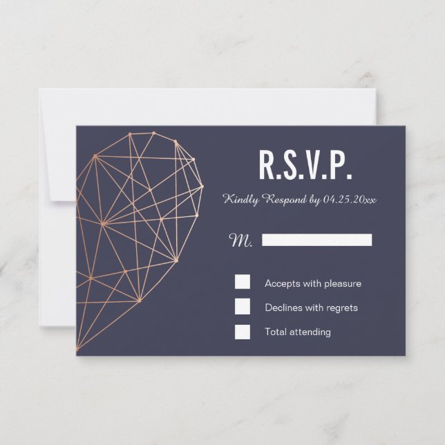 RSVP card | Response | Wedding Geometric Rose Gold (Front)