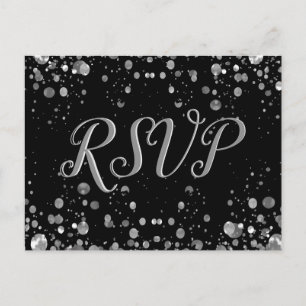 RSVP Card Silver Confetti