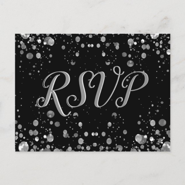 RSVP Card Silver Confetti (Front)