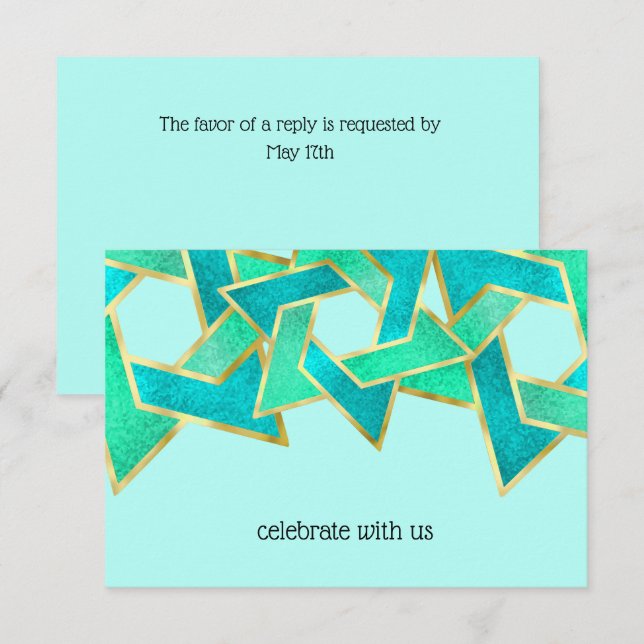 RSVP Card Turquoise Aqua Star of David (Front/Back)