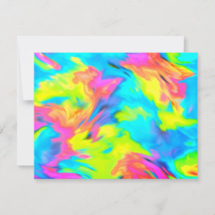 RSVP Card Turquoise Blue Lime Pink Tie Dye