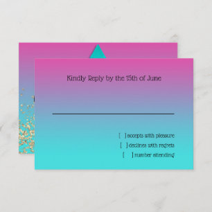 RSVP Card Turquoise to Pink Ombre with Star