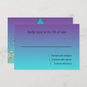 RSVP Card Turquoise to Purple Ombre with Star