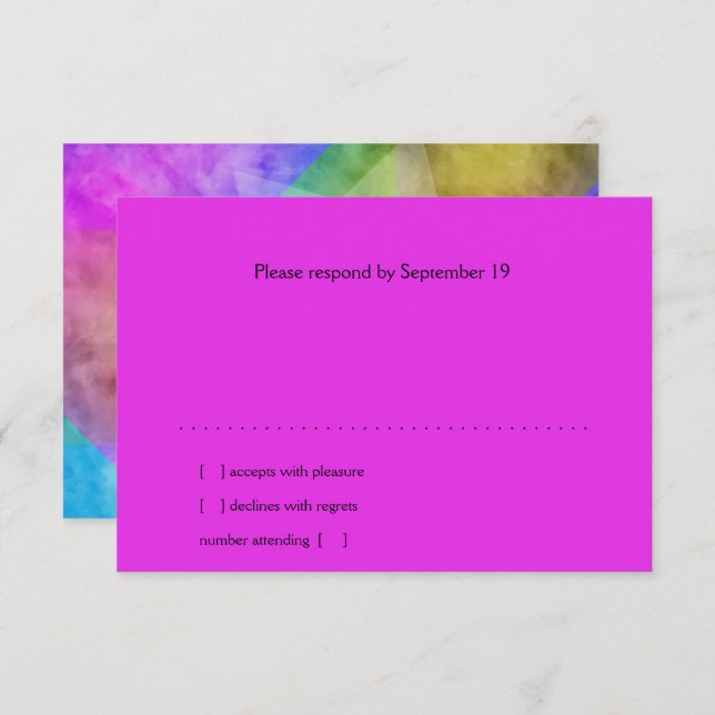 RSVP Card Watercolor Vibrant Colorful Star (Front/Back)