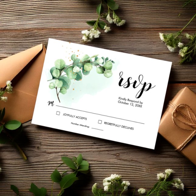 RSVP Card Wedding Eucalyptus Watercolor Elegant (RSVP Card Wedding Eucalyptus Watercolor Elegant, Eucalyptus Invitation)