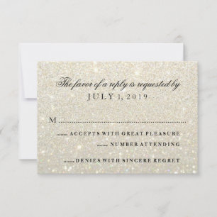 RSVP Card - White Gold Glit Fab