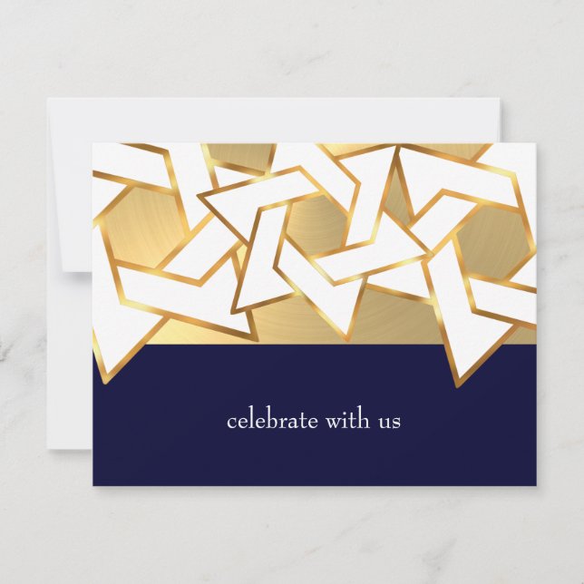 RSVP Card White Star of David on Any Colour (Front)
