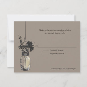 RSVP Card Wid Flowers & Mason Jar