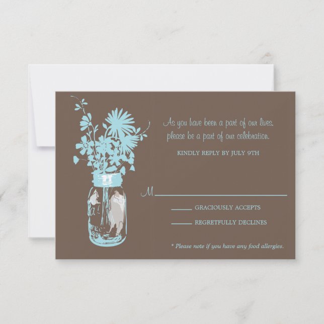 RSVP Card  Wild Flowers & Mason Jar (Front)
