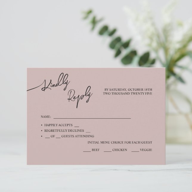 RSVP Cards Boho-chic wedding, pastel colours. (Standing Front)