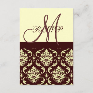 RSVP Cards Brown Ivory Damask For Square Invites
