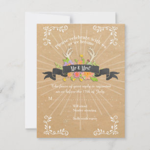 RSVP Cards Deer Antler Wildflower Starburst Rustic