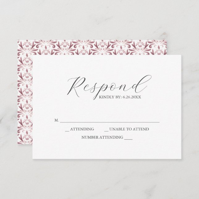 RSVP Cards Dusty Pink Pattern (Front/Back)
