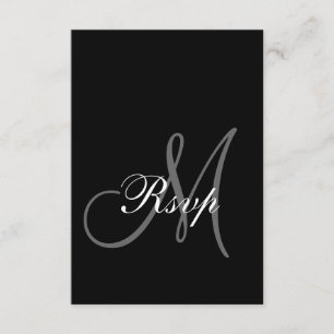 RSVP Cards for Square Invitation Black Grey