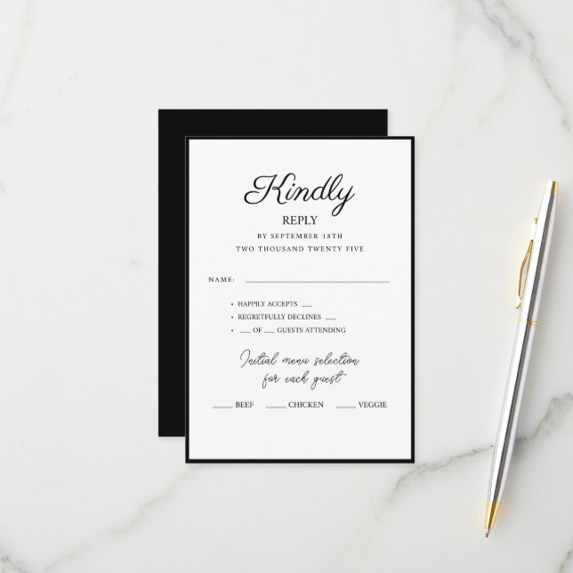 RSVP Cards for wedding. (Front/Back In Situ)