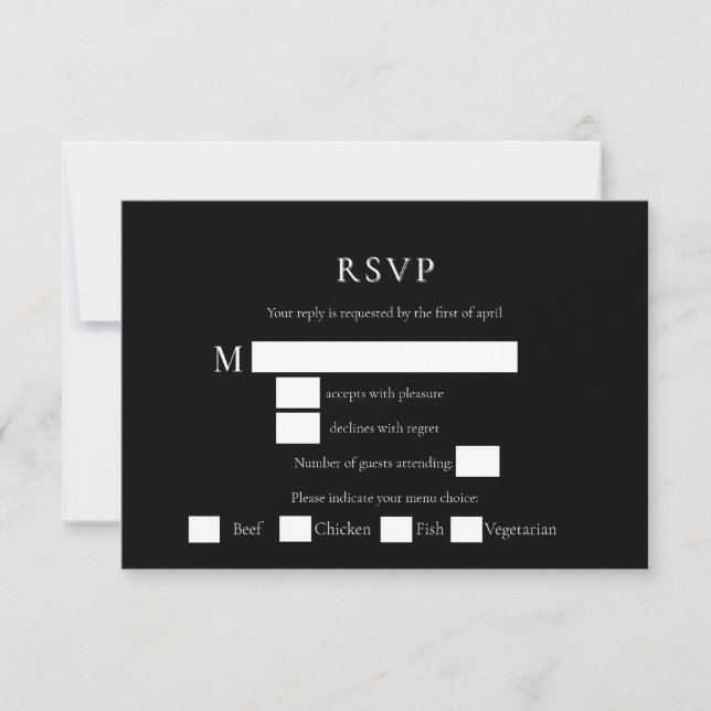 RSVP Cards for Wedding black and white Simple (Front)