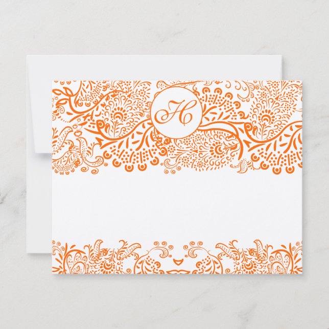 RSVP Cards-Love Birds Orange Coral Whimsical (Front)