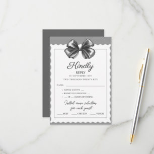RSVP Cards Luxurious Black Bow Wedding.